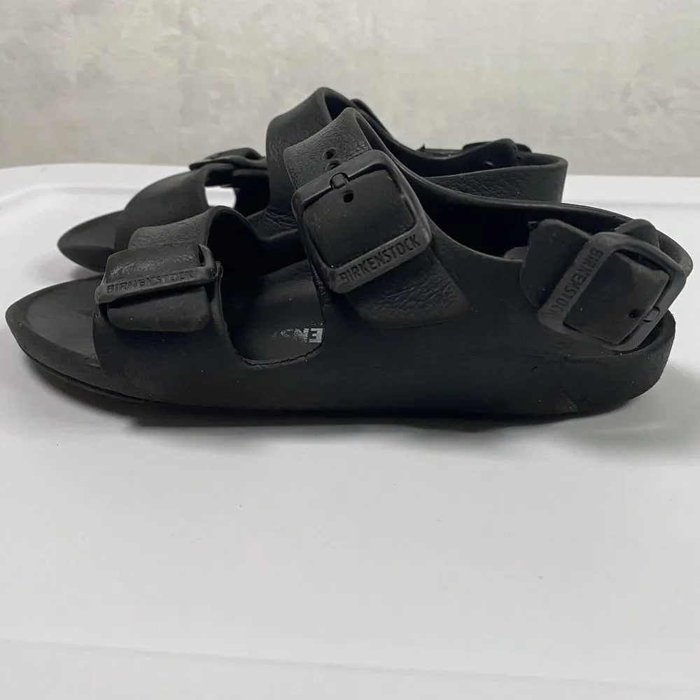 Birkenstock Milano‎ Eva Kids Black Rubber Slingback Sandals Size 28 US 10 - flaw